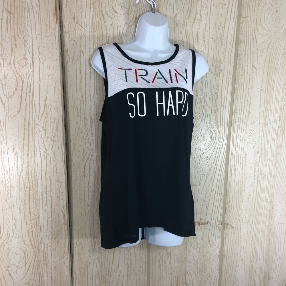Material Girl Cutout Graphic Mesh Tank Top XL